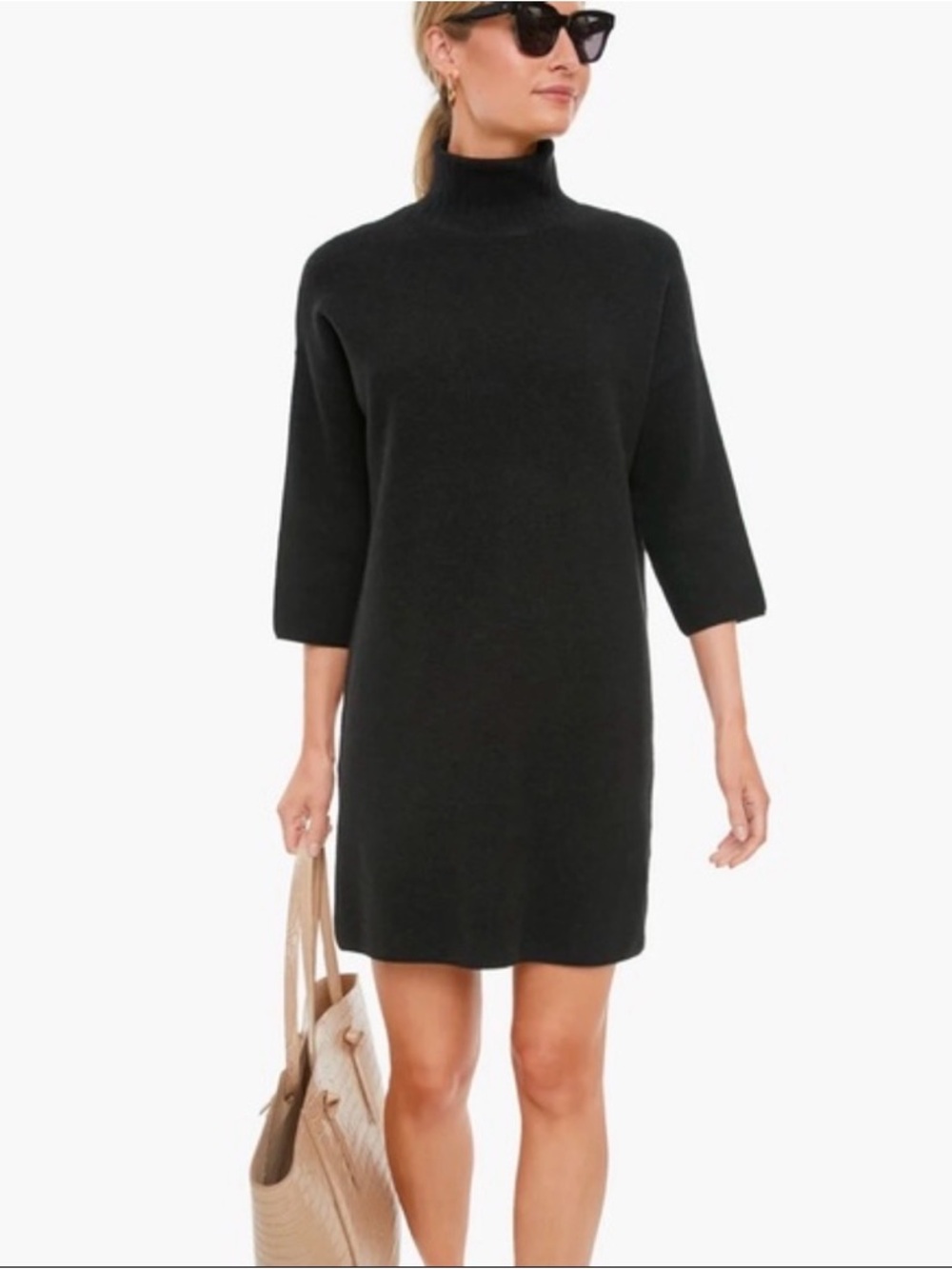Tuckernuck Pomander Place Vivianne Black Mock Neck Sweater Dress Size SM‎